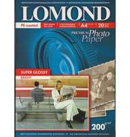 Фотобумага Lomond для струйной печати, А4, 200г, 20л, суперглянцевая, односторонняя 1101112
