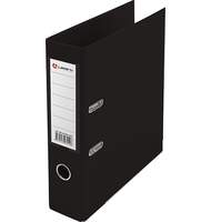Папка-регистратор Lamark PVC 75мм 2-х стороннее покрытие, черный/черный, металлическая окантовка, карман, собранная