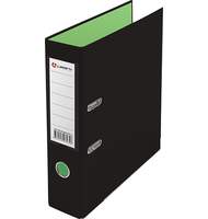 Папка-регистратор Lamark PVC 75мм 2-х стороннее покрытие, черный/св.зеленый, металлическая окантовка, карман, собранная
