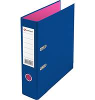 Папка-регистратор Lamark PVC 75мм 2-х стороннее покрытие, синий/розовый, металлическая окантовка, карман, собранная