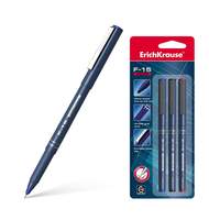 Ручка капиллярная ErichKrause F-15, цвет чернил: синий, черный, красный (в блистере по 3 шт.)