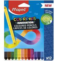 Цветные карандаши MAPED COLOR'PEPS INFINITY из ударопрочного грифеля, треугольные, 12 цветов, в коробке с подвесом