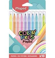 Фломастеры с заблокированным пишущим узлом, MAPED COLOR′PEPS PASTEL, средний пишущий узел, смываемые, в картонном футляре, 10 пастельных цветов