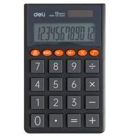 Калькулятор карманный Deli EM130, 12-р,дв.пит.,70.2x8.5x112.2 мм,темн-сер