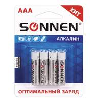 Батарейка Sonnen, AAA (LR03), комплект 4 шт., алкалиновые, в блистере, 1,5 В