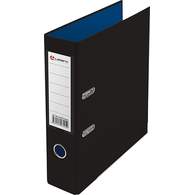 Папка-регистратор Lamark PVC 75мм 2-х стороннее покрытие, черный/синий, металлическая окантовка, карман, собранная