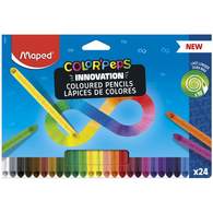 Цветные карандаши MAPED COLOR'PEPS INFINITY из ударопрочного грифеля, треугольные, 24 цвета, в коробке с подвесом