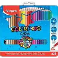 Карандаши цветные MAPED COLOR PEPS, треугольные, ударопрочный грифель, в метал. коробке, 24цв