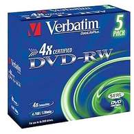 Диски Verbatim DVD-RW 4,7 Гб 4*Jewel/5 43285