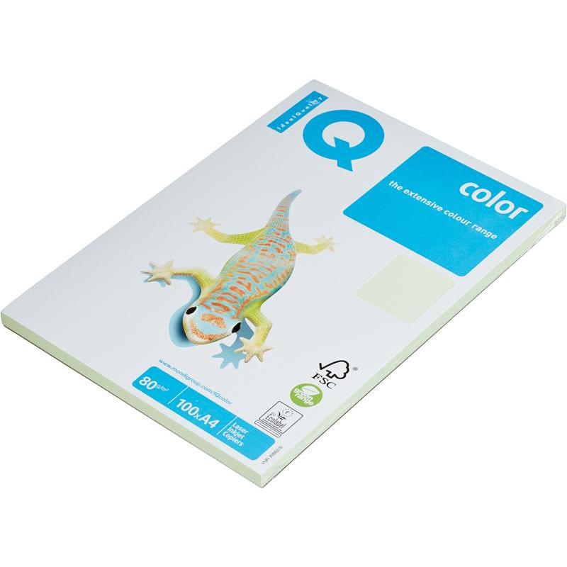 Бумага цветная IQ COLOR, А4, 80г, GN27-светло-зеленая, 100л/уп