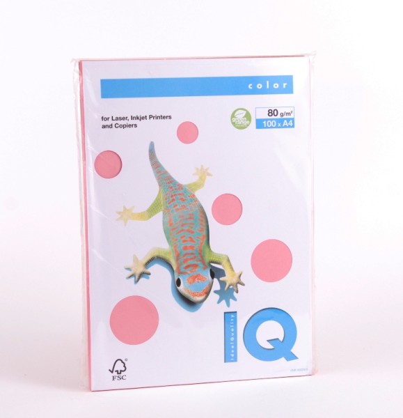 Бумага цветная IQ COLOR, А4, 80г, PI25-розовый, 100л/уп