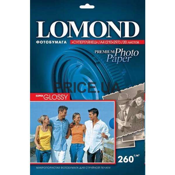 Фотобумага Lomond для струйной печати, А4, 260г, 20л, суперглянцевая, односторонняя 1103101