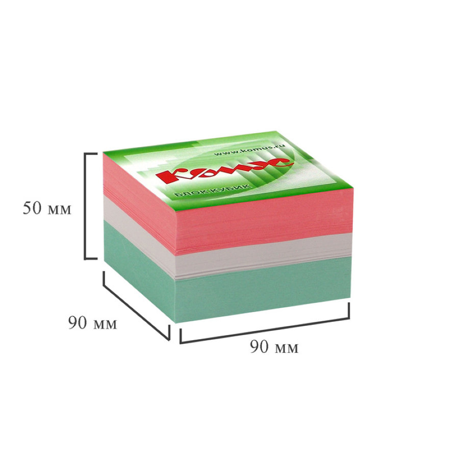 Блок для записей 90x90x50 мм разноцветный (плотность 80 г/кв.м) 