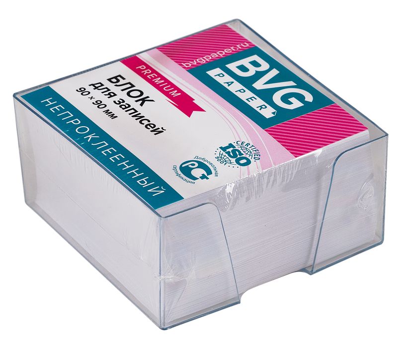 Блок д/заметок BVG 9x9x4,5 см, премиум,  в боксе, белый