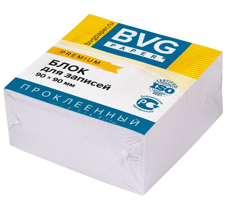 Блок д/заметок BVG 9x9x4,5 см, премиум,  проклеенный, белый