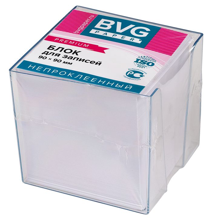 Блок д/заметок BVG 9x9x9 см, премиум,  в боксе, белый