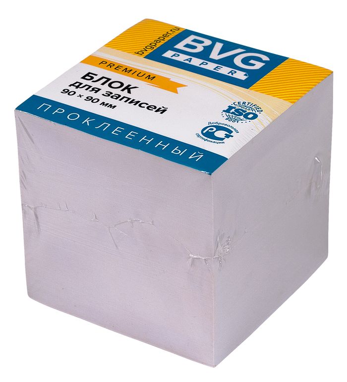 Блок д/заметок BVG 9x9x9 см, премиум,  проклеенный, белый