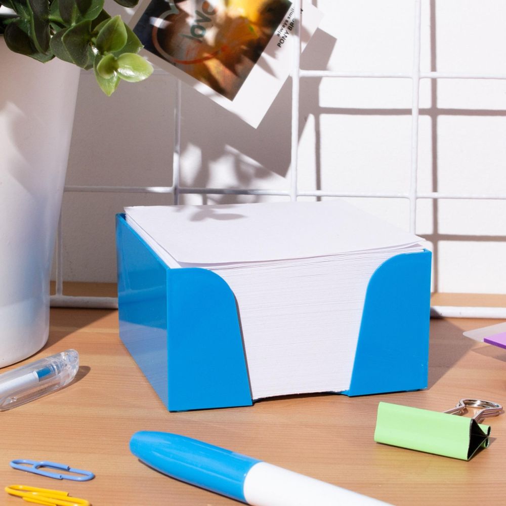 Блок для заметок Attache Fantasy 9х9х5см, НЕ склейка, белый, в голубом боксе