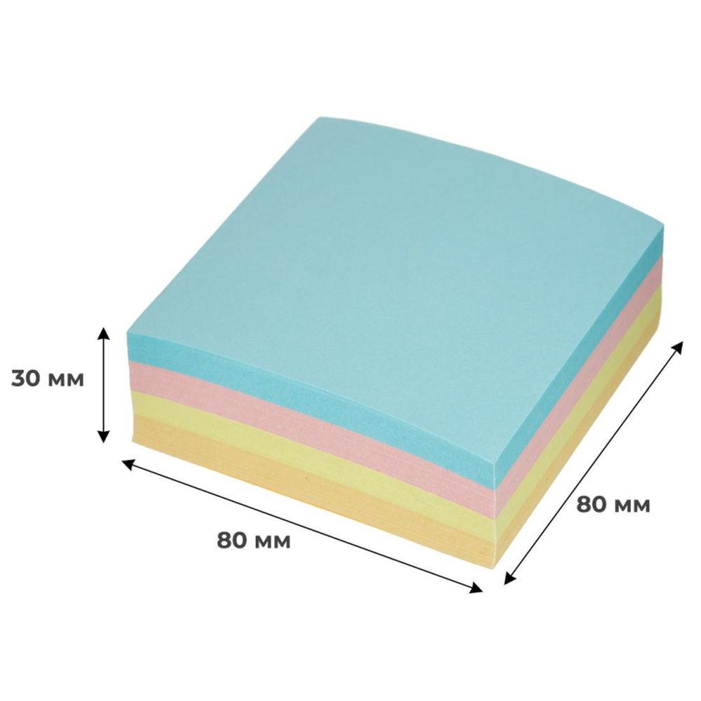 Блок для заметок Attache, 8х8см, НЕ склейка, 300л, цветной