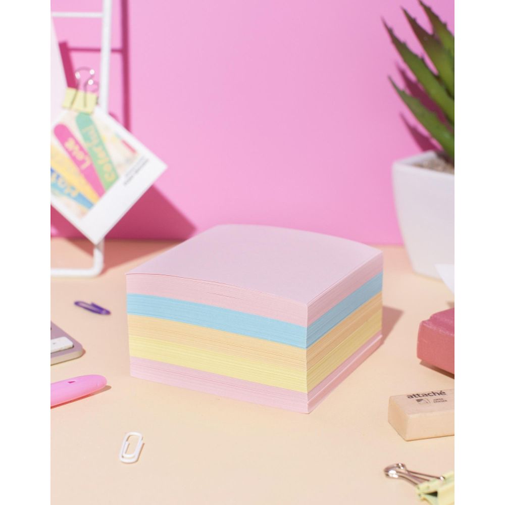 Блок для заметок Attache, 9х9х5см, НЕсклейка, цветной