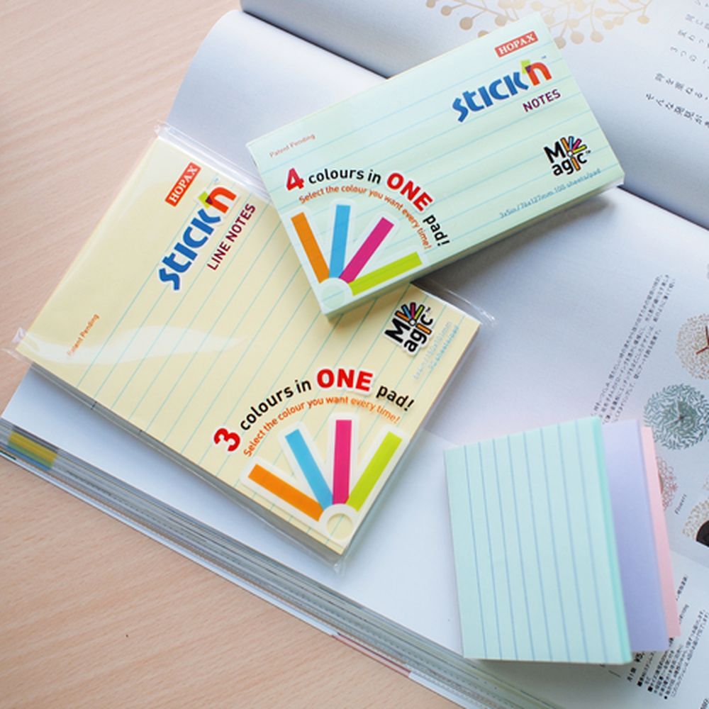 Блок самоклеящийся бумажный Stick’n Magic 21577 76x76мм 100лист. 70г/м2 пастель 4цв.в упак. в линейку