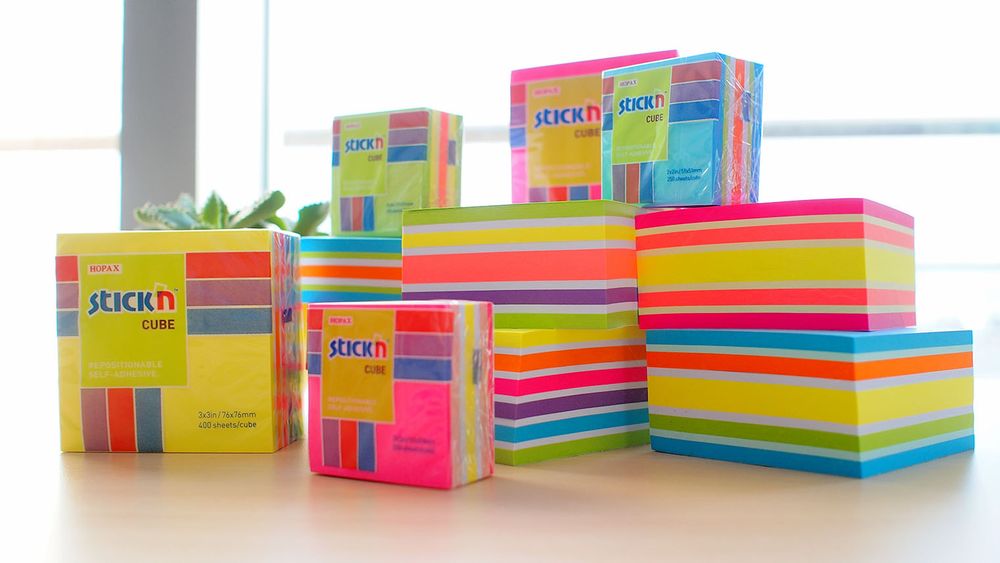 Блок самоклеящийся бумажный Stick’n 21538 76x76мм 400лист. 70г/м2 неон+пастель 6цв.в упак.