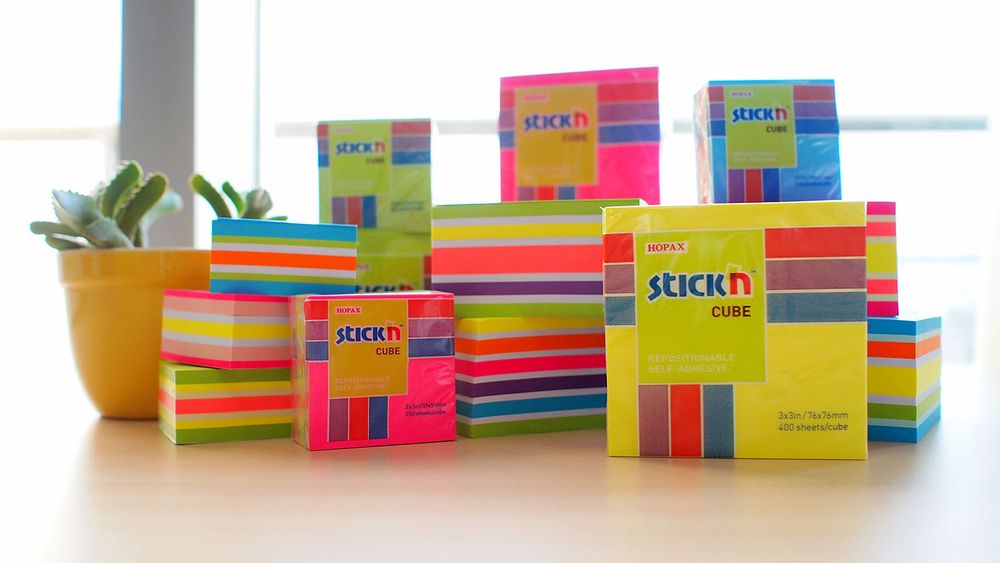 Блок самоклеящийся бумажный Stick’n 21538 76x76мм 400лист. 70г/м2 неон+пастель 6цв.в упак.