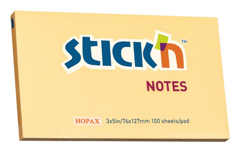 Бумага для заметок с клеевым краем STICK`N HOPAX, 76*127 мм, оранжевый, 100 л
