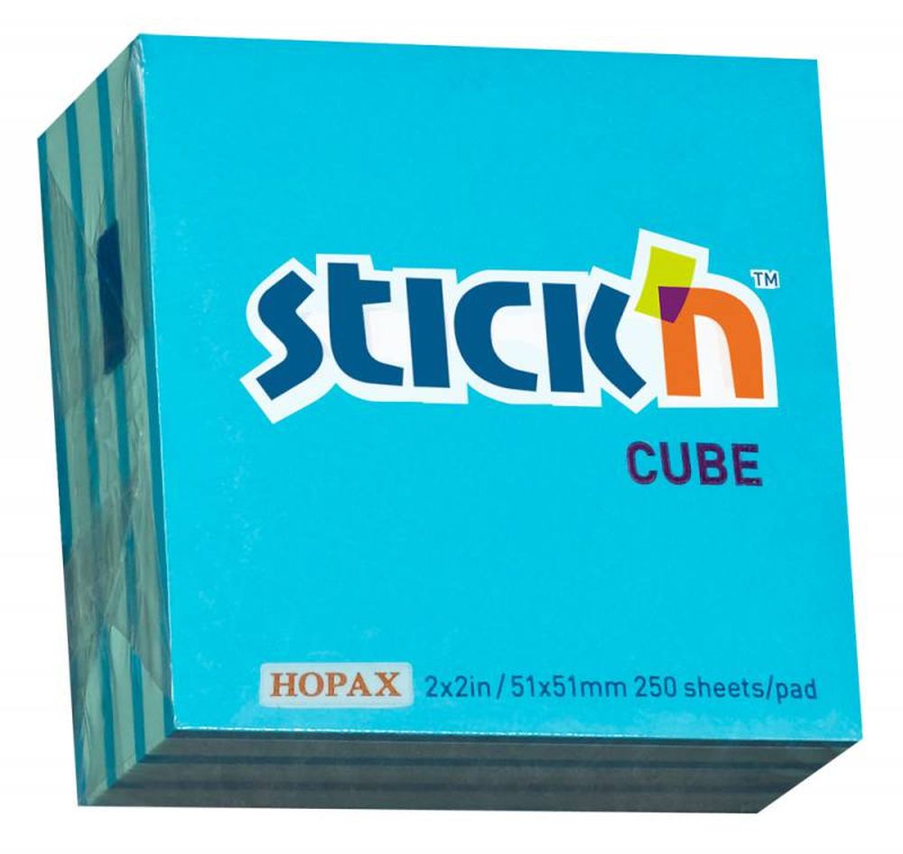 Бумага для заметок с клеевым краем STICK'N HOPAX, 51*51 мм, 2 цвета (синий-голубой), 250 л