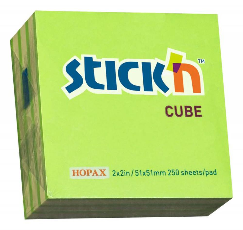 Бумага для заметок с клеевым краем STICK`N HOPAX, 51*51 мм, 2 цвета (желтый-зеленый), 250 л