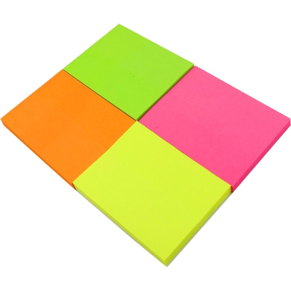 Бумага для заметок с клеевым краем Kores, 40*50 мм, 4 неоновых цвета, 200 л
