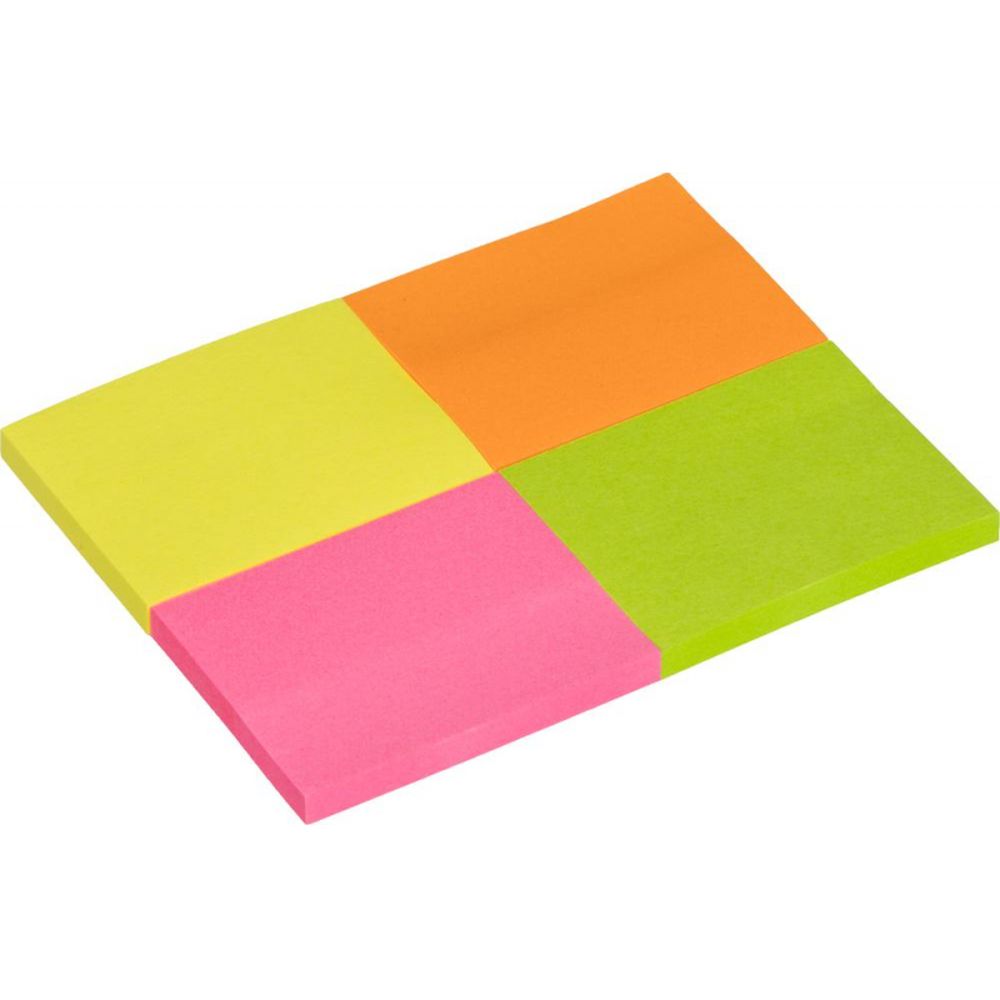 Бумага для заметок с клеевым краем Kores, 40*50 мм, 4 неоновых цвета, 200 л