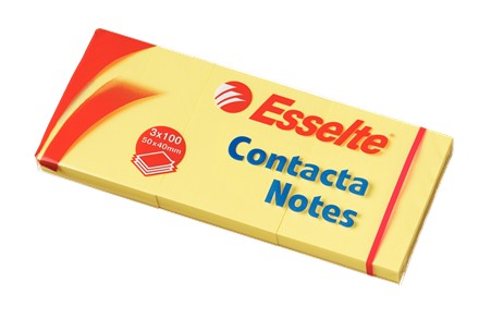 Самоклеящийся блок 40х50, 3*100л, желтые Esselte Contacta