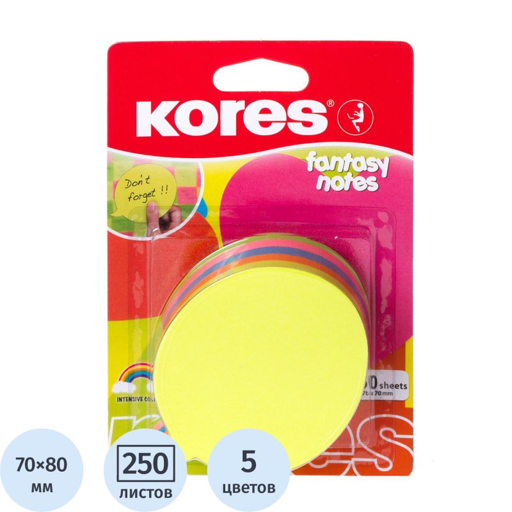 Блок-кубик самоклеящийся Kores Диалог, 250л, 5цв. неон