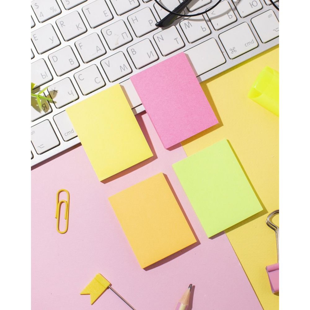 Набор блок-кубиков самоклеящихся Attache Selection, 38х51мм, неон, 4 цвета 50лх4 шт