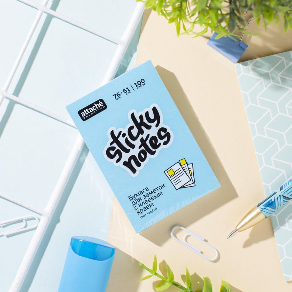 Самоклеящийся блок неон ATTACHE Selection, 76х51мм, 100л, голубой