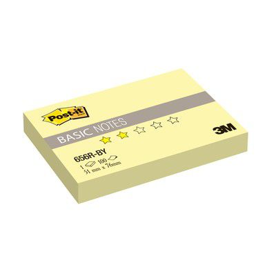 Блокнот клейкий 3M BASIC  656R-BY, 51х76мм, 100л, канареечный желтый