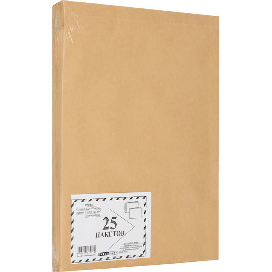 Пакет 300х400х40, стрип, Крафт, E4, Extrapack, 25шт/уп