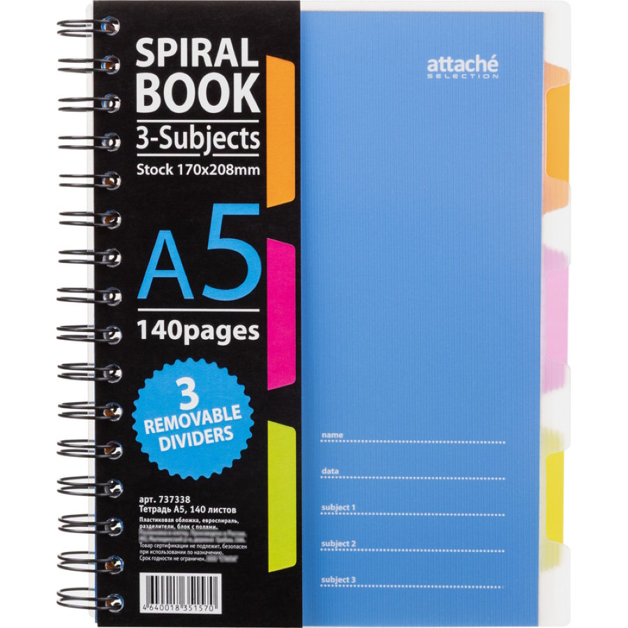 Бизнес-тетрадь Attache Selection Spiral Book A5 140 листов синяя в клетку на спирали (170x206 мм) 