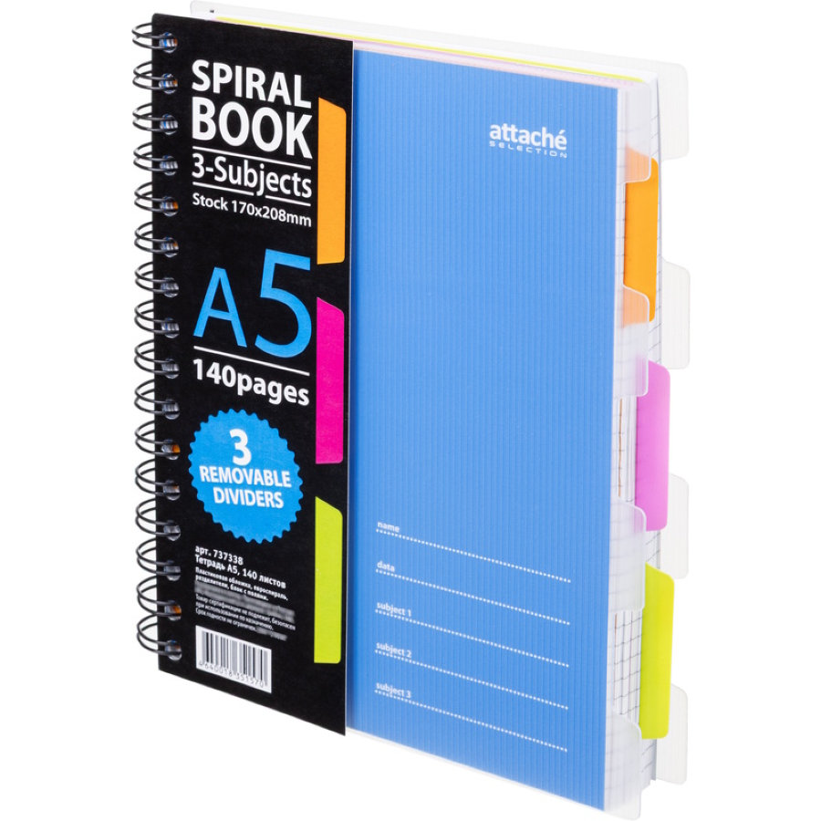 Бизнес-тетрадь Attache Selection Spiral Book A5 140 листов синяя в клетку на спирали (170x206 мм) 