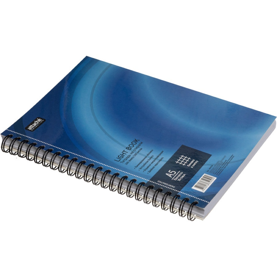 Бизнес-тетрадь 100л, А5, клетка, спираль, Attache Selection LightBook 