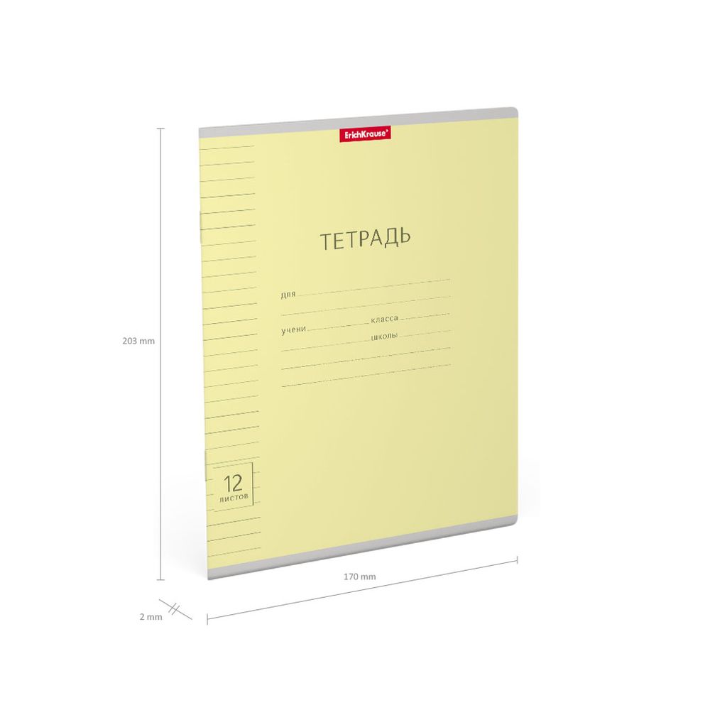 Тетрадь школьная ученическая ErichKrause Классика Visio желтая, 12 листов, линейка 
