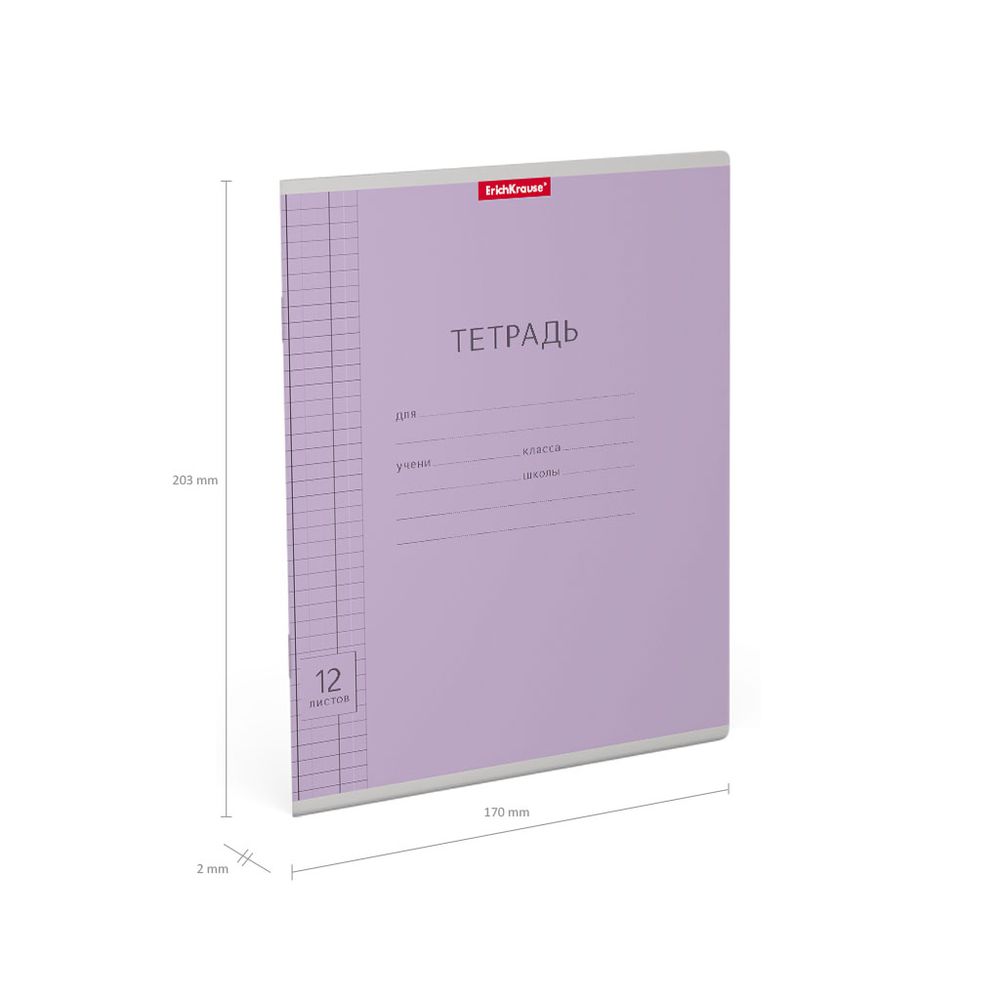 Тетрадь школьная ученическая ErichKrause Классика Visio фиолетовая, 12 листов, клетка 