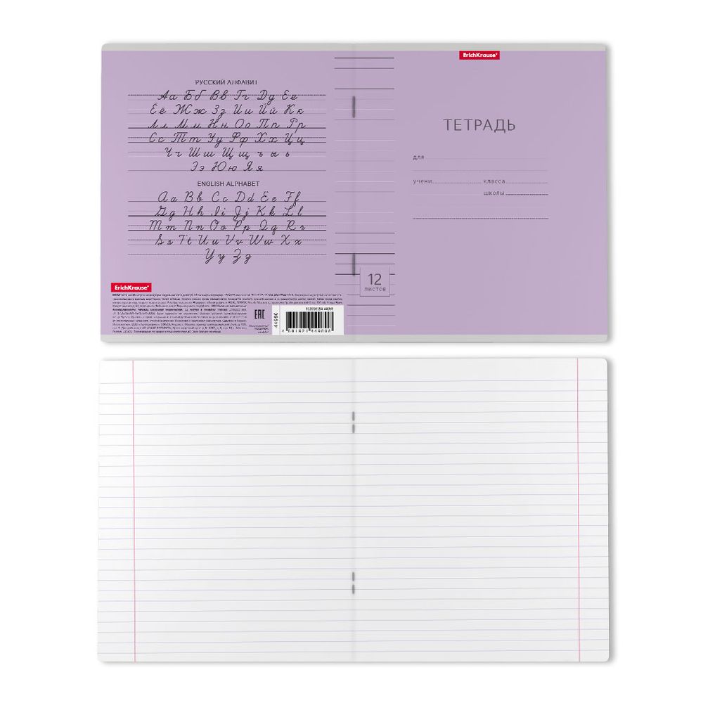 Тетрадь школьная ученическая ErichKrause Классика Visio фиолетовая, 12 листов, линейка 