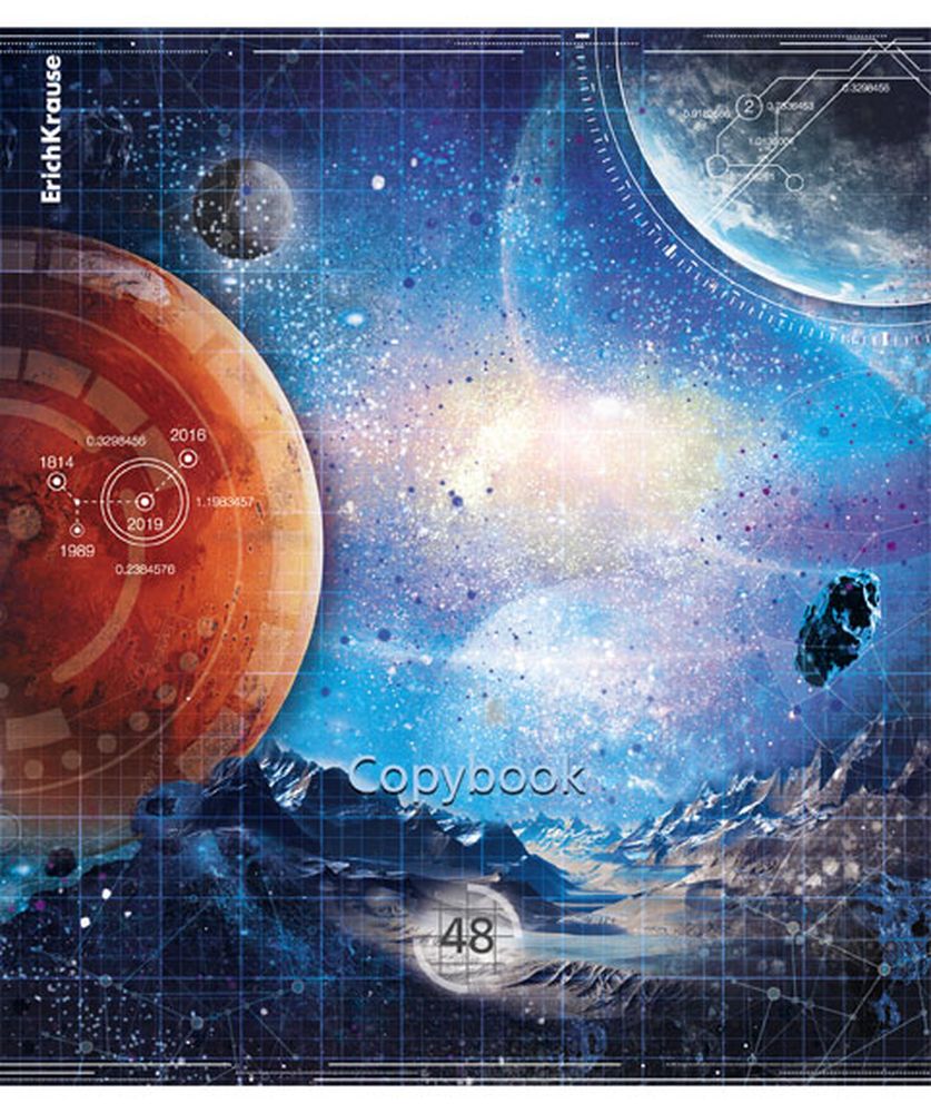 Тетрадь общая ученическая ErichKrause Вселенная, 48 листов, клетка, металлизированная ламинация+твин-лак