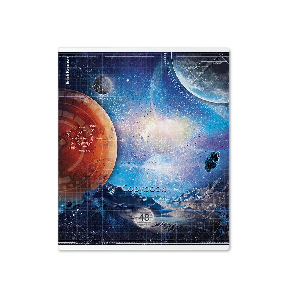 Тетрадь общая ученическая ErichKrause Вселенная, 48 листов, клетка, металлизированная ламинация+твин-лак