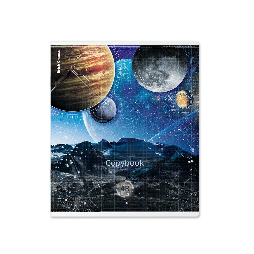 Тетрадь общая ученическая ErichKrause Вселенная, 48 листов, клетка, металлизированная ламинация+твин-лак