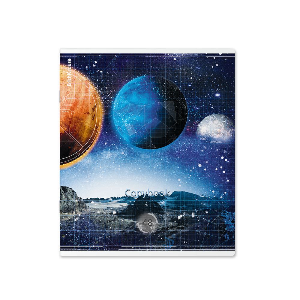 Тетрадь общая ученическая ErichKrause Вселенная, 48 листов, клетка, металлизированная ламинация+твин-лак