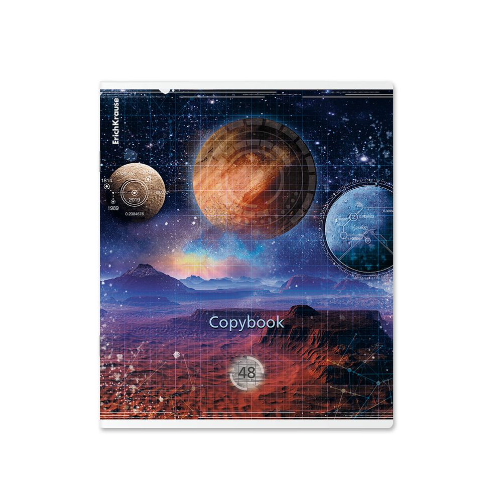 Тетрадь общая ученическая ErichKrause Вселенная, 48 листов, клетка, металлизированная ламинация+твин-лак