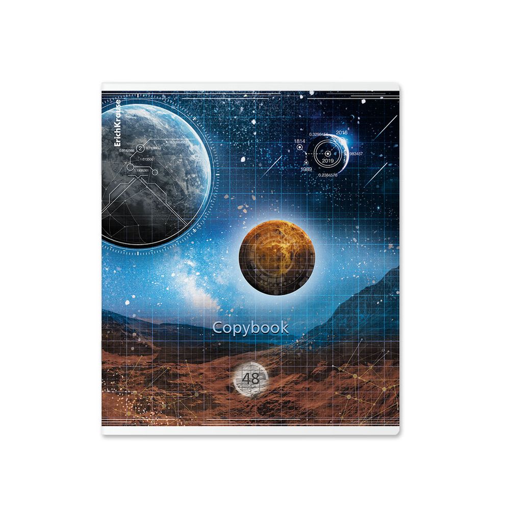 Тетрадь общая ученическая ErichKrause Вселенная, 48 листов, клетка, металлизированная ламинация+твин-лак